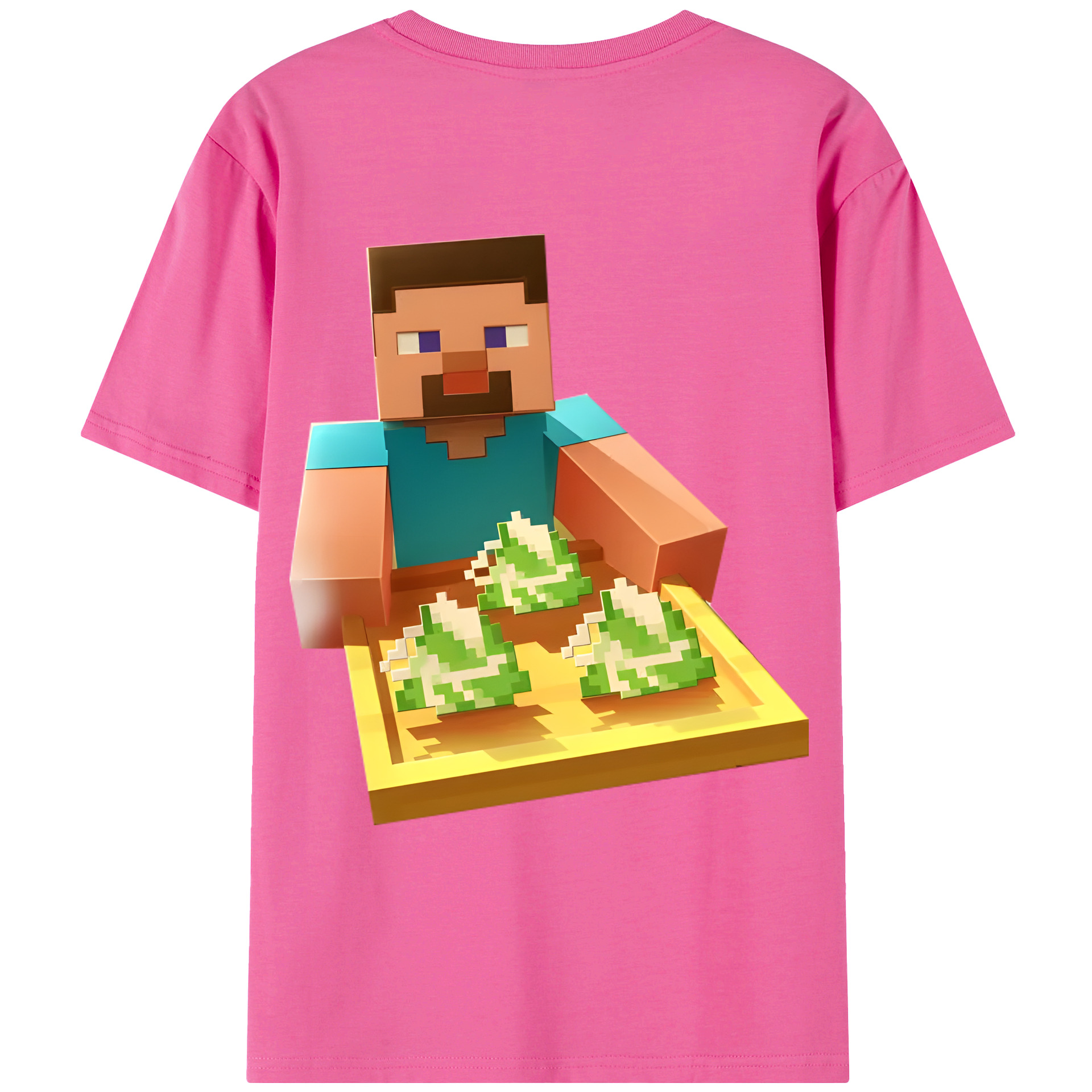 （画像用） マインクラフト ブロックの世界 Minecraft MC Block world レディース半袖Tシャツ(バックプリント)